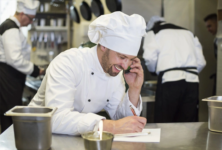 chef on phone